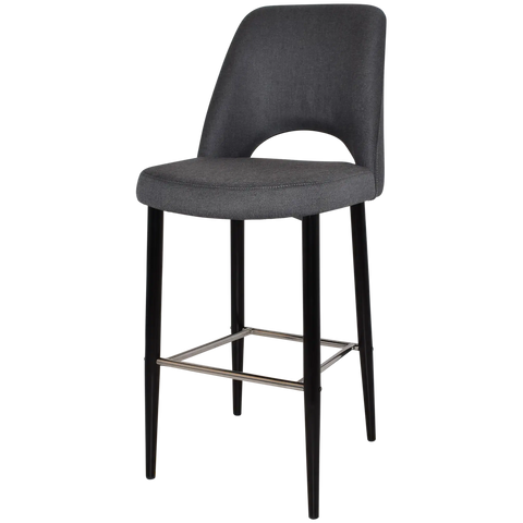 Mulberry Bar Stool Black Metal 4 Leg With Gravity Slate Shell, Viewed From Angle