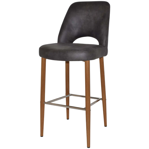 Mulberry Bar Stool Light Oak Metal 4 Leg With Eastwood Slate Shell, Viewed From Angle
