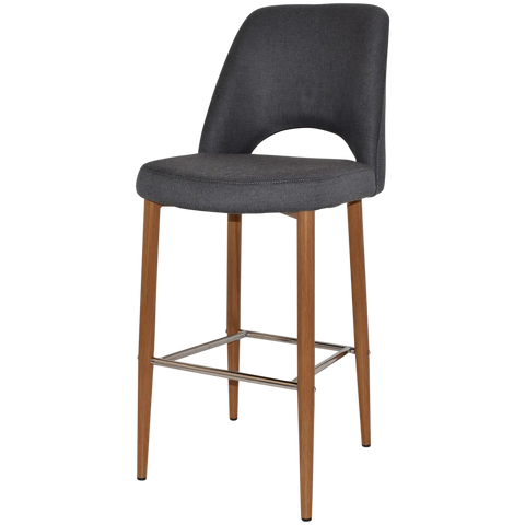 Mulberry Bar Stool Light Oak Metal 4 Leg With Gravity Slate Shell, Viewed From Angle