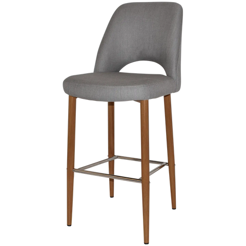 Mulberry Bar Stool Light Oak Metal 4 Leg With Gravity Steel Shell, Viewed From Angle