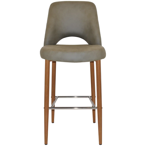 Mulberry Bar Stool Light Oak Metal 4 Leg With Pelle Benito Sage Shell, Viewed From Front