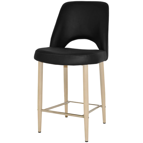 Mulberry Counter Stool Birch Metal 4 Leg With Black Vinyl Shellack Metal 4 Leg With, Viewed From Angle