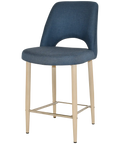 Mulberry Counter Stool Birch Metal 4 Leg With Gravity Denim Shell, Viewed From Angle