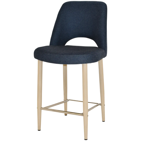 Mulberry Counter Stool Birch Metal 4 Leg With Gravity Navy Shell, Viewed From Angle