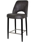 Mulberry Counter Stool Black Metal 4 Leg With Eastwood Slate Shell, Viewed From Angle