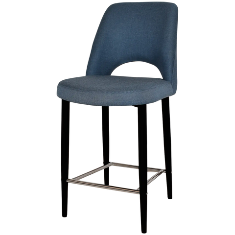 Mulberry Counter Stool Black Metal 4 Leg With Gravity Denim Shell, Viewed From Angle