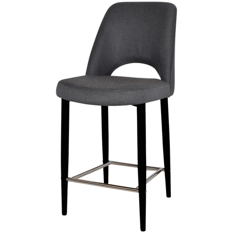 Mulberry Counter Stool Black Metal 4 Leg With Gravity Slate Shell, Viewed From Angle
