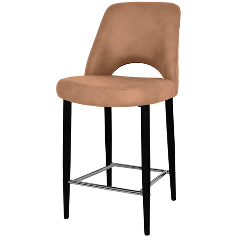 Mulberry Counter Stool Black Metal 4 Leg With Pelle Benito Tan Shell, Viewed From Angle