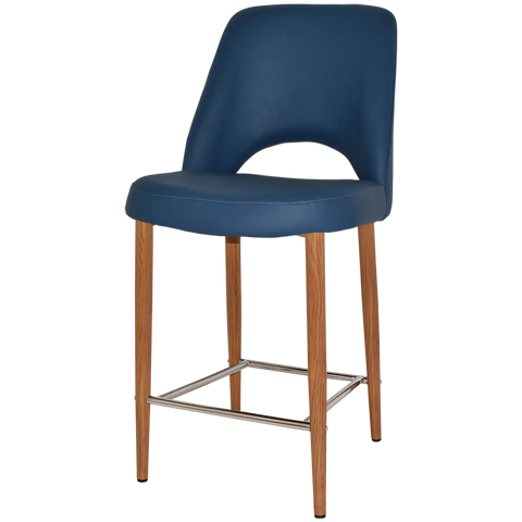 Mulberry Counter Stool Light Oak Metal 4 Leg With Black Vinyl Shell, Viewed From Angle