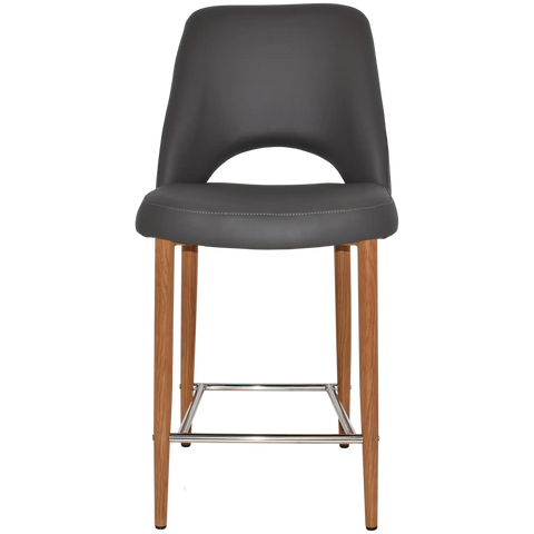 Mulberry Counter Stool Light Oak Metal 4 Leg With Charcoal Vinyl Shell, Viewed From Front
