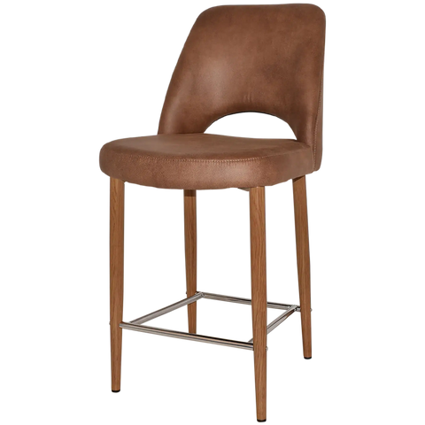 Mulberry Counter Stool Light Oak Metal 4 Leg With Eastwood Tan Shell, Viewed From Angle