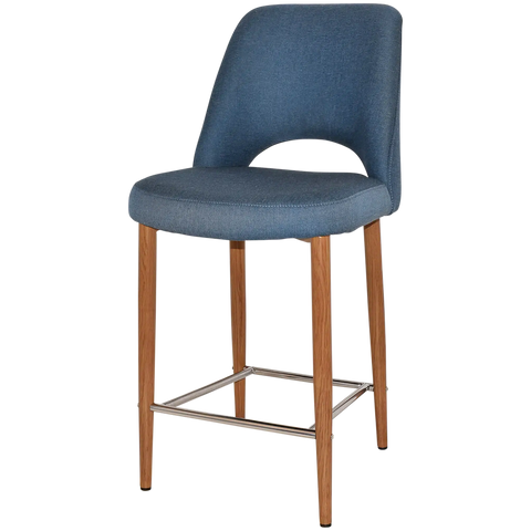 Mulberry Counter Stool Light Oak Metal 4 Leg With Gravity Denim Shell, Viewed From Angle
