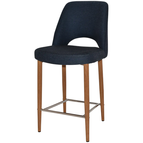 Mulberry Counter Stool Light Oak Metal 4 Leg With Gravity Navy Shell, Viewed From Angle