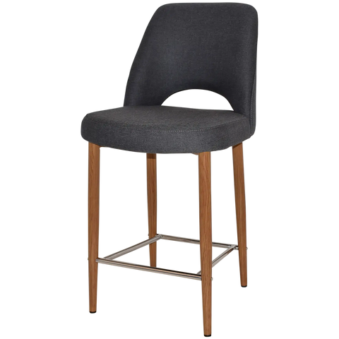Mulberry Counter Stool Light Oak Metal 4 Leg With Gravity Slate Shell, Viewed From Angle