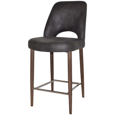 Mulberry Counter Stool Light Walnut Metal 4 Leg With Eastwood Slate Shell, Viewed From Angle