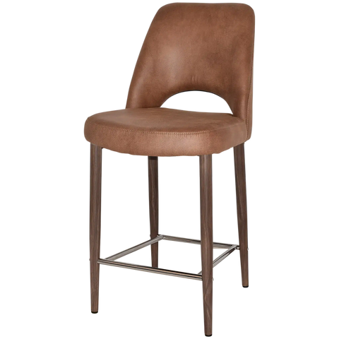 Mulberry Counter Stool Light Walnut Metal 4 Leg With Eastwood Tan Shell, Viewed From Angle