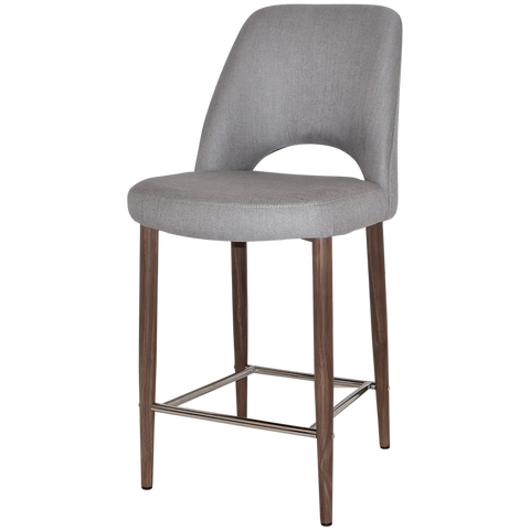 Mulberry Counter Stool Light Walnut Metal 4 Leg With Gravity Steel Shell, Viewed From Angle