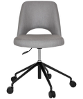 Mulberry Side Chair 5 Way Black Office Base On Castors With Gravity Steel Shell, Viewed From Front