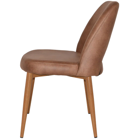 Mulberry Side Chair Light Oak Metal 4 Leg With Eastwood Tan Shell, Viewed From Side