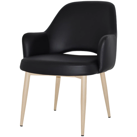 Mulberry XL Armchair Birch Metal 4 Leg With Black Vinyl Shell, Viewed From Angle