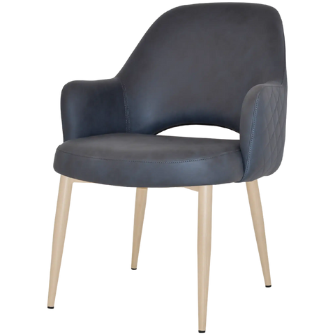 Mulberry XL Armchair Birch Metal 4 Leg With Pelle Benito Navy Shell, Viewed From Angle
