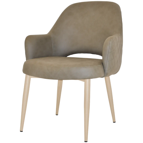 Mulberry XL Armchair Birch Metal 4 Leg With Pelle Benito Sage Shell, Viewed From Angle