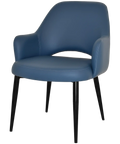 Mulberry XL Armchair Black Metal 4 Leg With Blue Vinyl Shell, Viewed From Angle