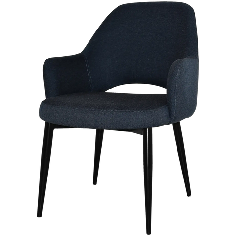 Mulberry XL Armchair Black Metal 4 Leg With Gravity Navy Shell, Viewed From Angle