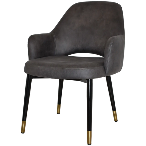 Mulberry XL Armchair Black With Brass Tip Metal 4 Leg With Eastwood Slate Shell, Viewed From Angle