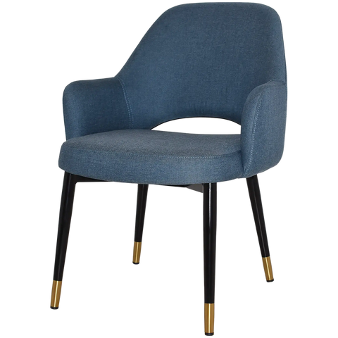Mulberry XL Armchair Black With Brass Tip Metal 4 Leg With Gravity Denim Shell, Viewed From Angle