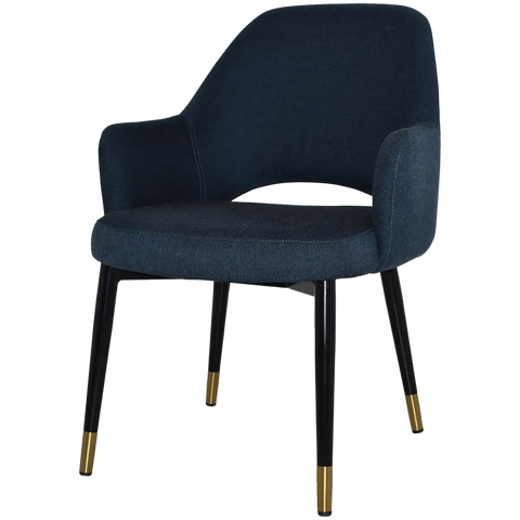 Mulberry XL Armchair Black With Brass Tip Metal 4 Leg With Gravity Navy Shell, Viewed From Angle