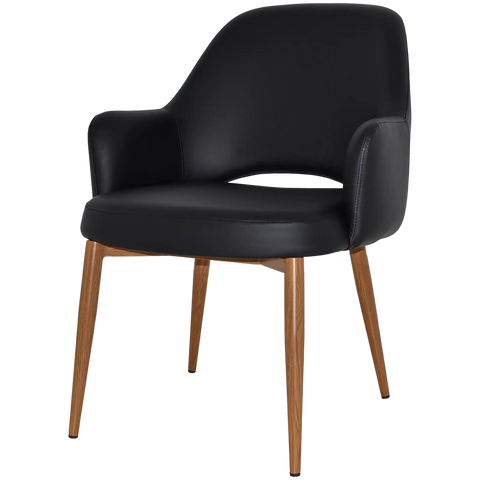 Mulberry XL Armchair Light Oak Metal 4 Leg With Black Vinyl Shell, Viewed From Angle