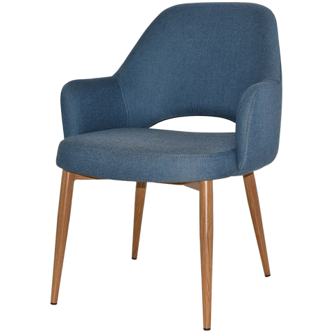 Mulberry XL Armchair Light Oak Metal 4 Leg With Gravity Denim Shell, Viewed From Angle