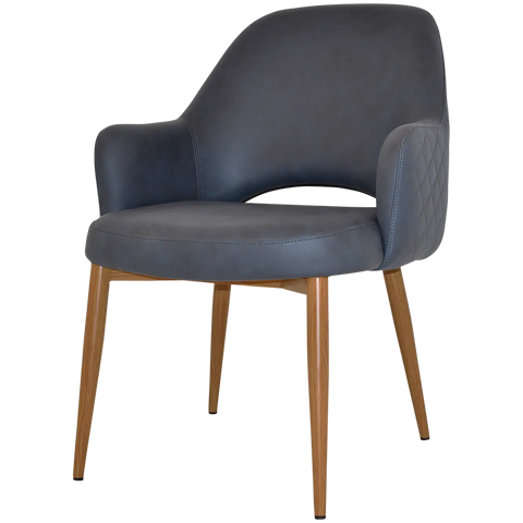 Mulberry XL Armchair Light Oak Metal 4 Leg With Pelle Benito Navy Shell, Viewed From Angle