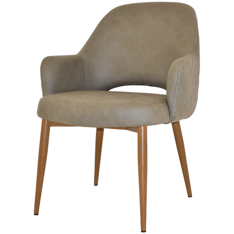 Mulberry XL Armchair Light Oak Metal 4 Leg With Pelle Benito Sage Shell, Viewed From Angle