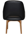 Mulberry XL Armchair Light Oak Timber 4 Leg With Black Vinyl Shell, Viewed From Front