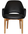 Mulberry XL Armchair Light Oak Timber 4 Leg With Black Vinyl Shell, Viewed From Side