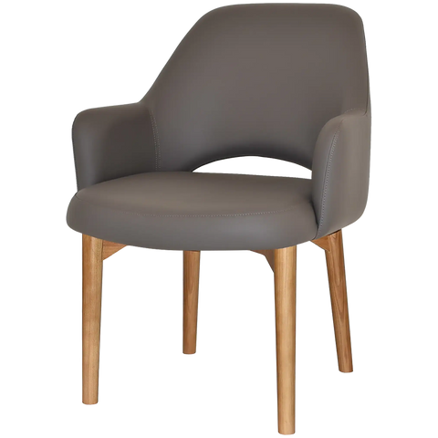 Mulberry XL Armchair Light Oak Timber 4 Leg With Charcoal Vinyl Shell, Viewed From Angle