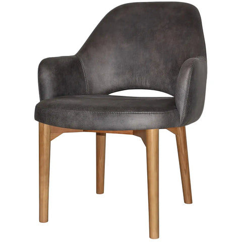 Mulberry XL Armchair Light Oak Timber 4 Leg With Eastwood Slate Shell, Viewed From Angle