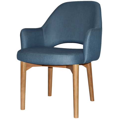 Mulberry XL Armchair Light Oak Timber 4 Leg With Gravity Denim Shell, Viewed From Angle