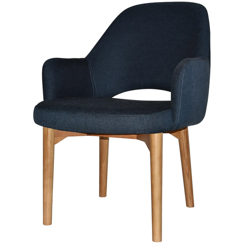 Mulberry XL Armchair Light Oak Timber 4 Leg With Gravity Navy Shell, Viewed From Angle