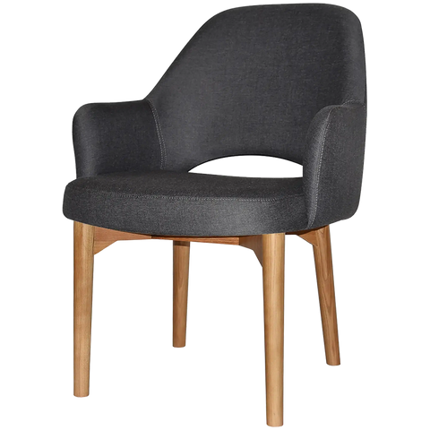 Mulberry XL Armchair Light Oak Timber 4 Leg With Gravity Slate Shell, Viewed From Angle
