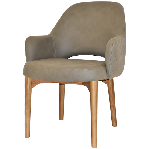 Mulberry XL Armchair Light Oak Timber 4 Leg With Pelle Benito Sage Shell, Viewed From Angle