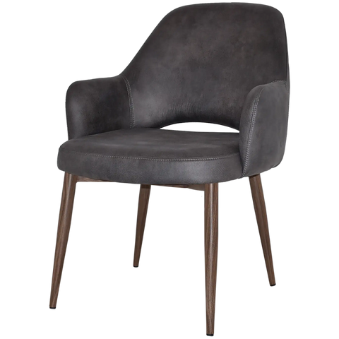 Mulberry XL Armchair Light Walnut Metal 4 Leg With Eastwood Slate Shell, Viewed From Angle
