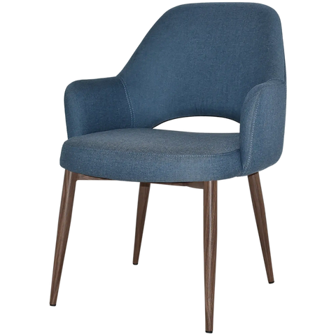 Mulberry XL Armchair Light Walnut Metal 4 Leg With Gravity Denim Shell, Viewed From Angle