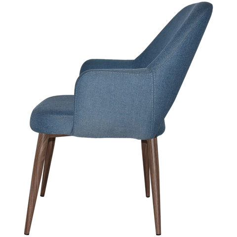 Mulberry XL Armchair Light Walnut Metal 4 Leg With Gravity Denim Shell, Viewed From Side