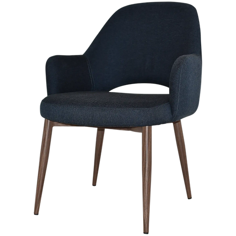 Mulberry XL Armchair Light Walnut Metal 4 Leg With Gravity Navy Shell, Viewed From Angle