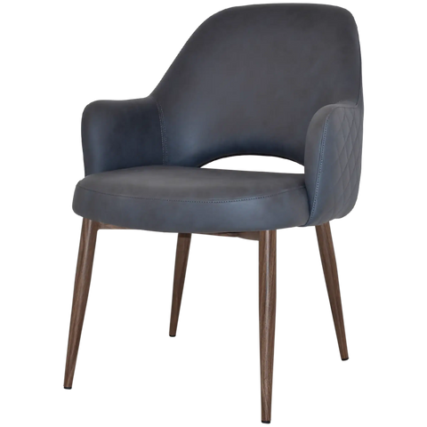 Mulberry XL Armchair Light Walnut Metal 4 Leg With Pelle Benito Navy Shell, Viewed From Angle