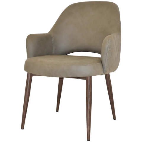 Mulberry XL Armchair Light Walnut Metal 4 Leg With Pelle Benito Sage Shell, Viewed From Angle