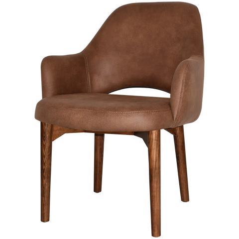 Mulberry XL Armchair Light Walnut Timber 4 Leg Eastwood Tan Shell, Viewed From Angle